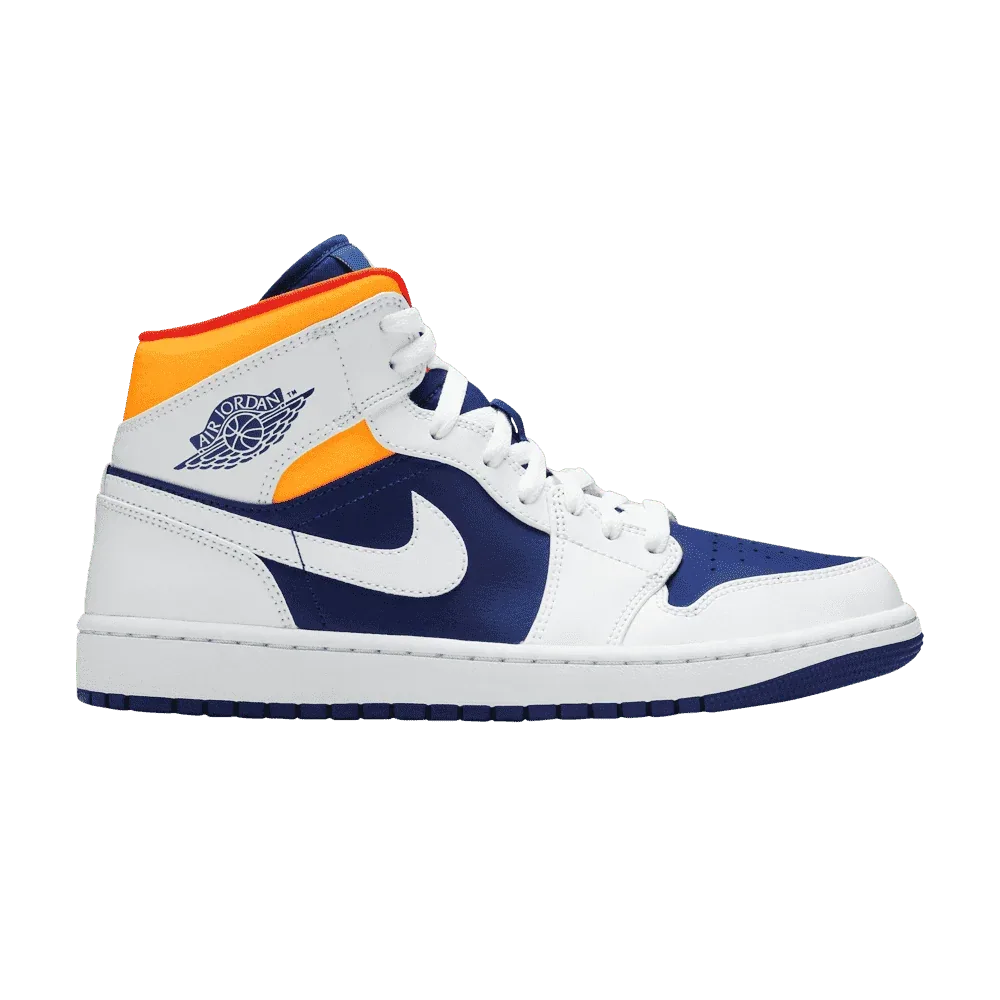 Air Jordan 1 Mid White Laser Orange Deep Royal Blue