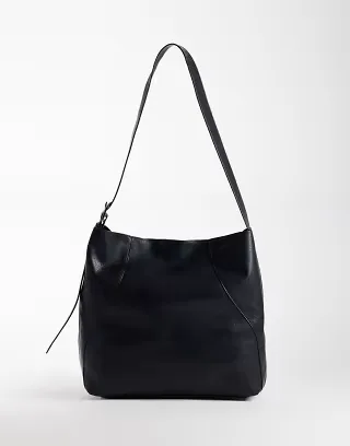 ASOS DESIGN faux leather bucket bag in black