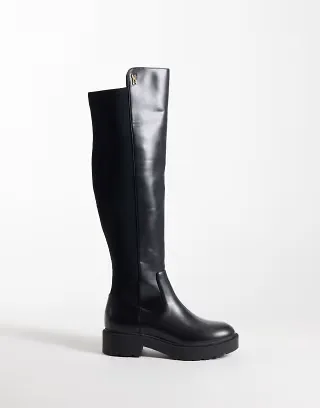 Steve Madden Axel chunky knee boots in black leather