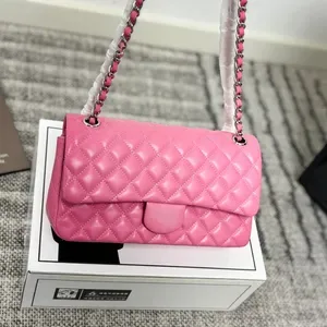 Designer Lambskin Shoulder Bag - Classic Crossbody Tote Clutch with Chain Strap for Women - 25x17cm Handbag