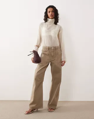 ASOS DESIGN cargo pants with knee seams in mocha