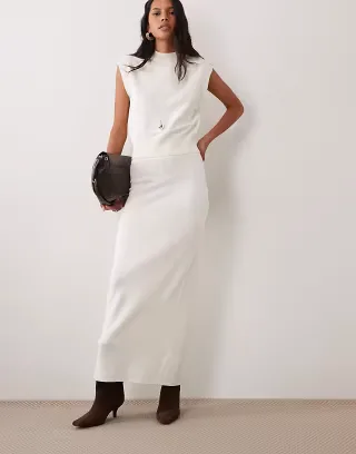 4th & Reckless rib knit detailing maxi skirt in cream - part of a set