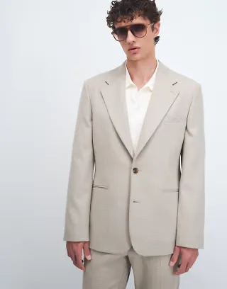 ASOS DESIGN slim suit jacket in beige wool blend tweed