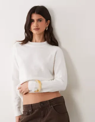 ASOS DESIGN basics crew neck sweater in cream