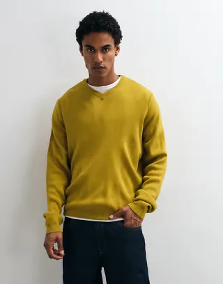 ASOS DESIGN oversized v neck knitted sweater in chartruse