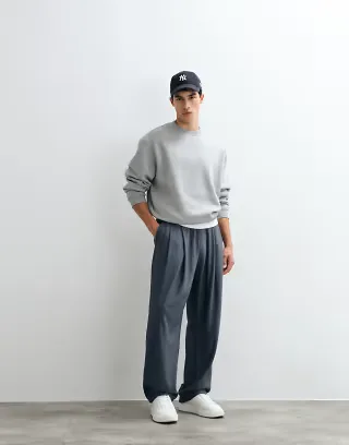 ASOS DESIGN wide leg pleated sweatpants in blue