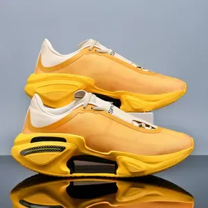 Free shipping Men's High-Top Basketball Shoes with Leather Upper and Red Mesh Internally elevated soft soled running <st