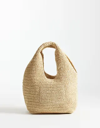 & Other Stories pure paper straw mini shopper tote bag in natural light beige