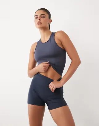 4505 Icon soft touch high waist 3 inch booty shorts in midnight navy