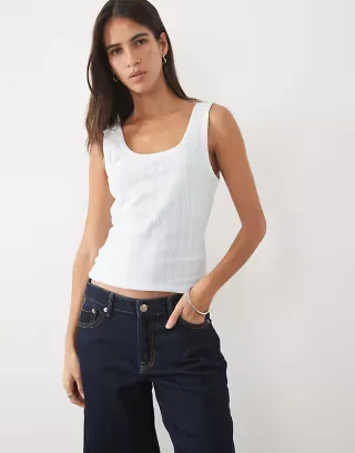 ASOS DESIGN scoop neck sleeveless tank top in blue