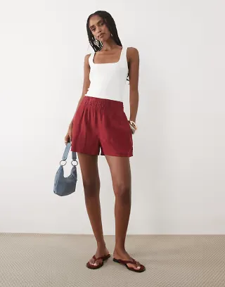Nobody's Child Joppa elastic shorts in cotton in deep red