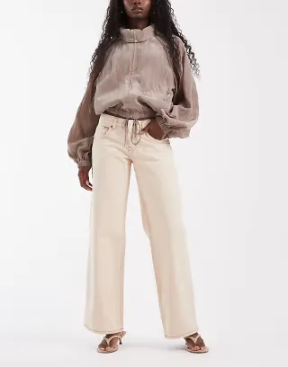 Motel low rise parallel jeans in off white