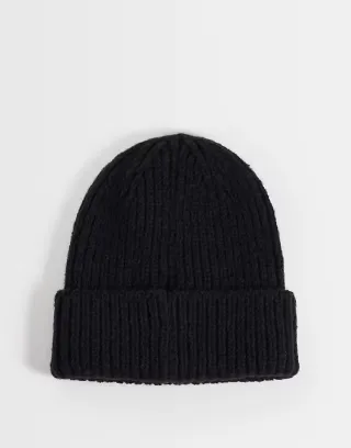 ASOS DESIGN brushed knit beanie in black