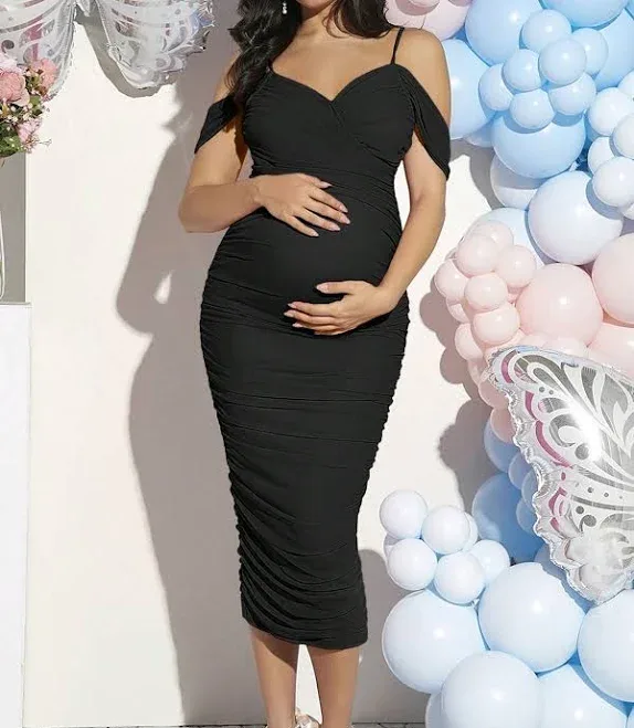 Maternity Elegant Party Midi Bodycon Dress