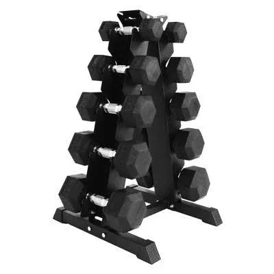 BalanceFrom Signature Alloy Steel 150 lb Rubber Encased Hex Dumbbell Set