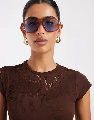 ASOS DESIGN seamless floral cut out baby tee in choc