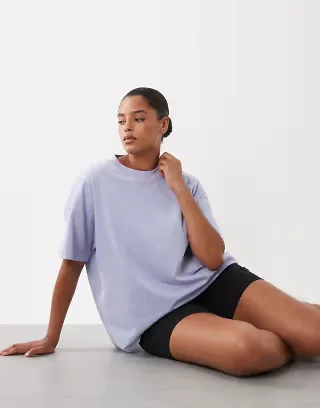 4505 Curve Icon heavyweight cotton oversized t-shirt with quick dry finish in periwinkle