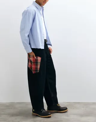 Aelfric Eden plaid pocket baggy jeans in black