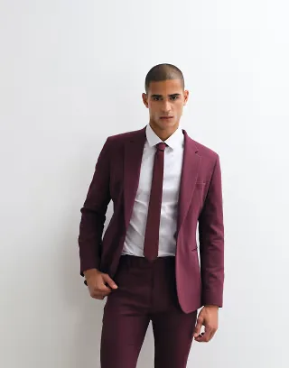 ASOS DESIGN skinny suit jacket in burgundy
