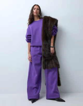 ASOS DESIGN wide leg sweat jogger set in purple