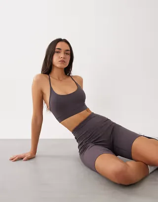 4505 Icon soft touch light support sports bra with adjustable straps in storm gray