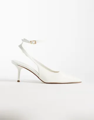 Public Desire Louis slingback heeled shoes in off-white patent