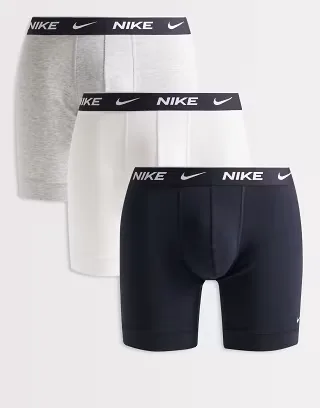 Nike Essential Cotton Stretch 3 pack boxer briefs in black/gray/white
