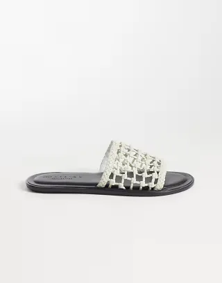 ASOS DESIGN Fabiola premium woven mule sandals in white leather