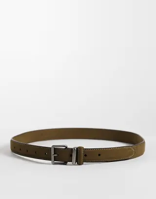 ASOS DESIGN waist and hip belt with square buckle in khaki