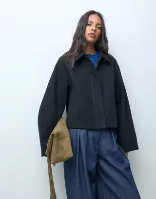 ASOS DESIGN formal top collar cropped jacket in black