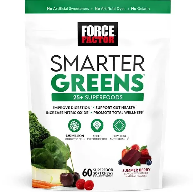 Force Factor Smarter Greens Summer Berry Soft Chews