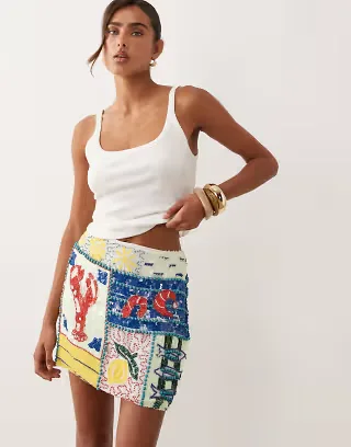 ASOS DESIGN lobster embellished mini skirt