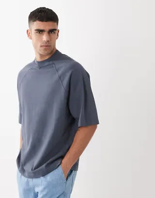 ASOS DESIGN Circular Design Collection super heavyweight oversized raglan T-shirt in navy
