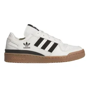 Unisex White Leather Sneakers, Vintage Basketball Style Low Top Shoes with Black 3 Stripes, Gum Rubber Sole, Casual Skat
