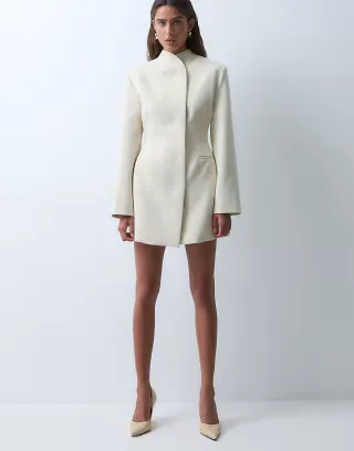 ASOS X THE SOURCED COLLECTION blazer dress with open back detail in cream
