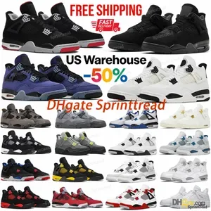 Free Shipping from USA Designer Basketball Shoes Fire J4 4s Black Cat Imperial Purple Red White Yellow Thunder Cool Grey