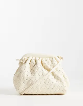True Decadence mini woven pillow shoulder bag in cream