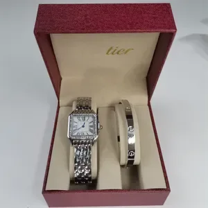 2PCS Set Luxury reloj Watch Women Designer tank Ladies gold Bracelet high quality Fashion Wristwatch 2c Brand Casual wom