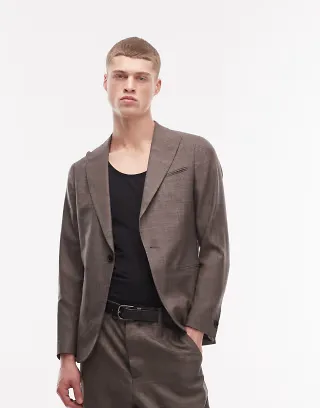 AllSaints Clover wool blend tailored blazer in taupe brown - part of a set