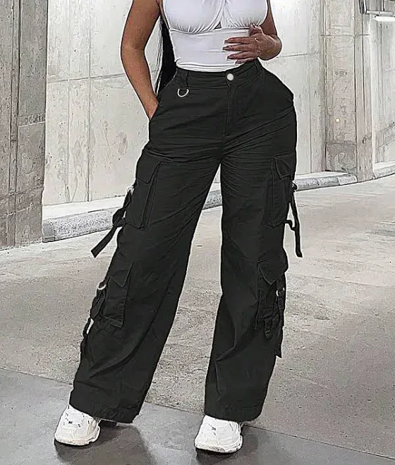 High-Waist Straight Leg Cargo Pants
