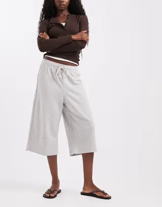 JJXX long length sweat shorts in light gray melange