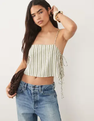 ASOS DESIGN square neck top in stripes - part of a set