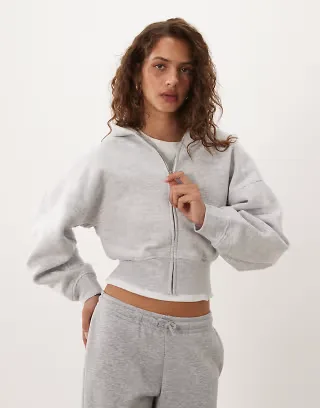 TALA cocoon zip up hoodie in gray heather