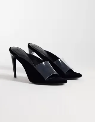 ASOS DESIGN Nirvana high heeled mules in black velvet