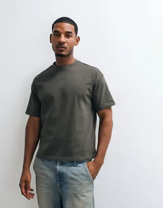 Weekday oversized t-shirt in dark khaki