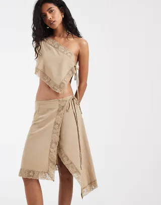 Muse Assembly Rae lace trim tie side skirt - part of a set