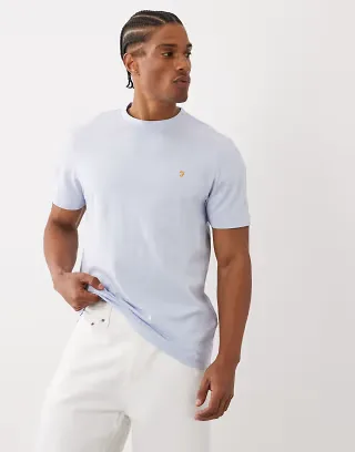 Farah Danny regular logo T-shirt in light blue