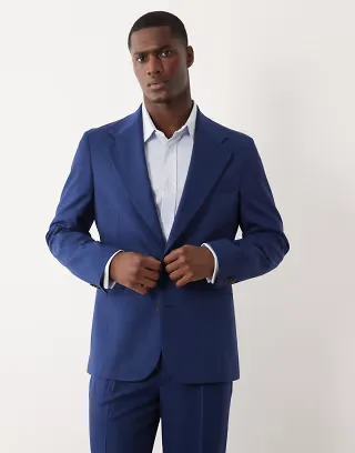 ASOS DESIGN 100% summer wool slim suit jacket in navy