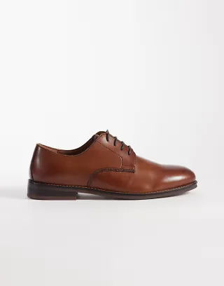 ASOS DESIGN lace up derby shoes with natural soles in tan leather