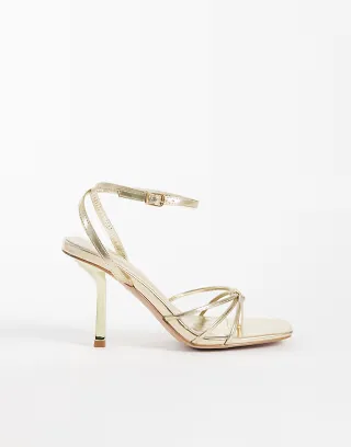 Simmi London Sabrina Wide Fit strappy heeled sandals in gold metallic